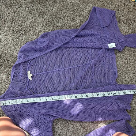 Eileen Fisher Women’s 100% Linen Open Knit Purple Open Front Cardigan SP - Picture 5 of 12
